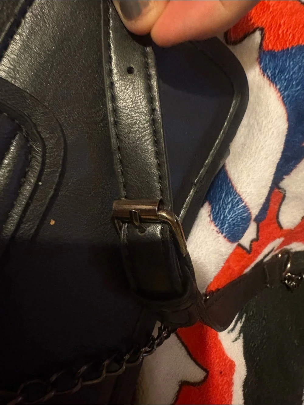 Black Studded Cell Phone Crossbody Case with Crystal Ring Accent